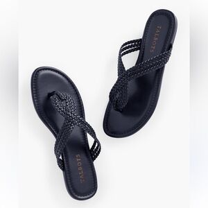 Talbots Cece Braid Thong Sandals Brown Braided Leather Flip Flops Women Size 7M